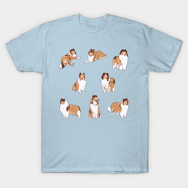 Collie rough dog pack T-Shirt by Mayarart